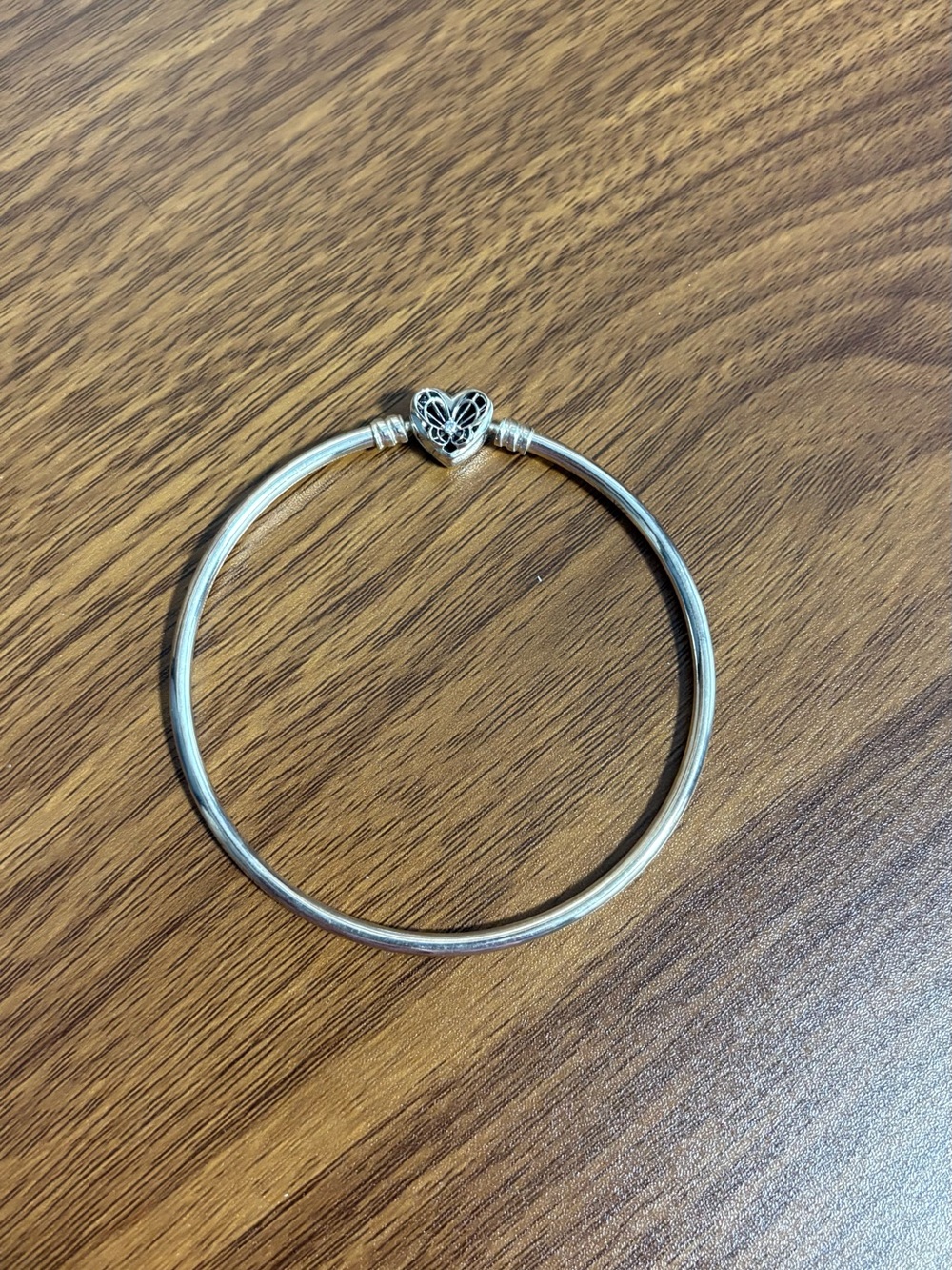 Pandora Silver Heart Clasp Bangle Bracelet - Silver
